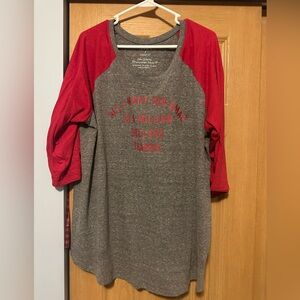 Torrid Gray and Red Graphic Women's Jersey Top